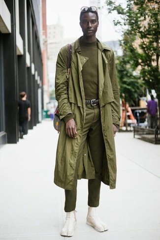 Dark Green Turtleneck Outfits For Men: 