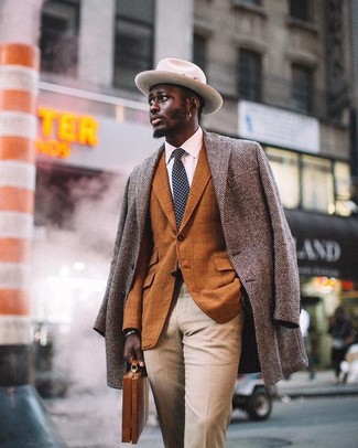 Tobacco Check Blazer Outfits For Men: 