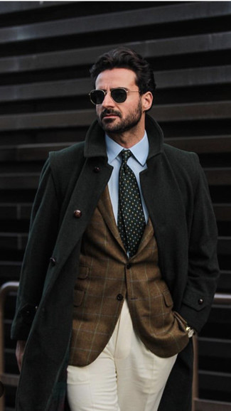 Black Polka Dot Tie Fall Outfits For Men: 