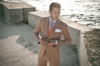 Brown Wool Tie Fall Outfits For Men: 
