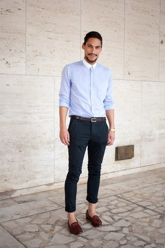 How To Wear Navy Chinos With Brown Leather Loafers | Men's Fashion