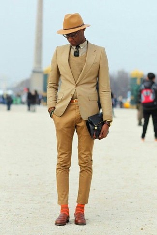 Orange Leather Belt Outfits For Men: 