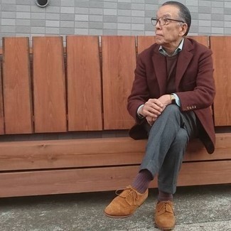 Tobacco Crew-neck Sweater Outfits For Men After 60: 