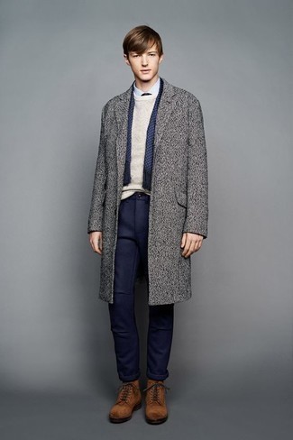 Grey Overcoat Outfits In Their Teens: 