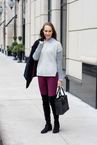 Purple Skinny Jeans Outfits: 