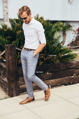 Brown Shoes With Grey Pants And White Shirt - Wedding Shoes
