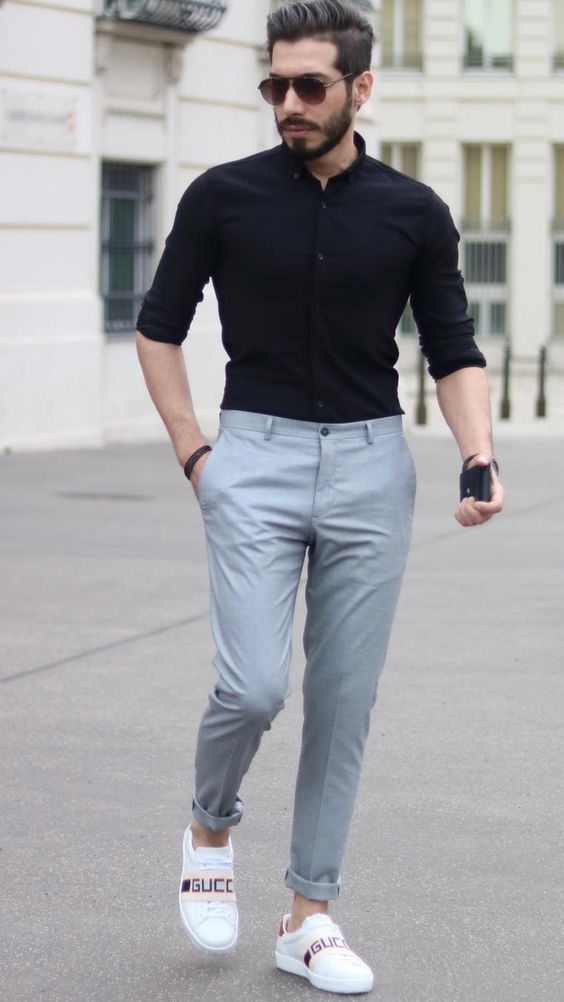 How To Wear Grey Pants With A White Shirt • Ready Sleek
