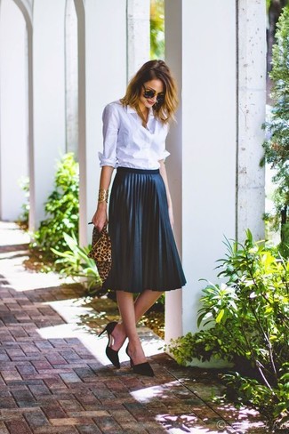 Plisse Pleated Midi Skirt