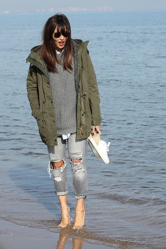 Olive Fishtail Parka Outfits For Women: 