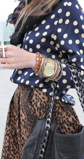 Elastic Waist Leopard Print Skirt
