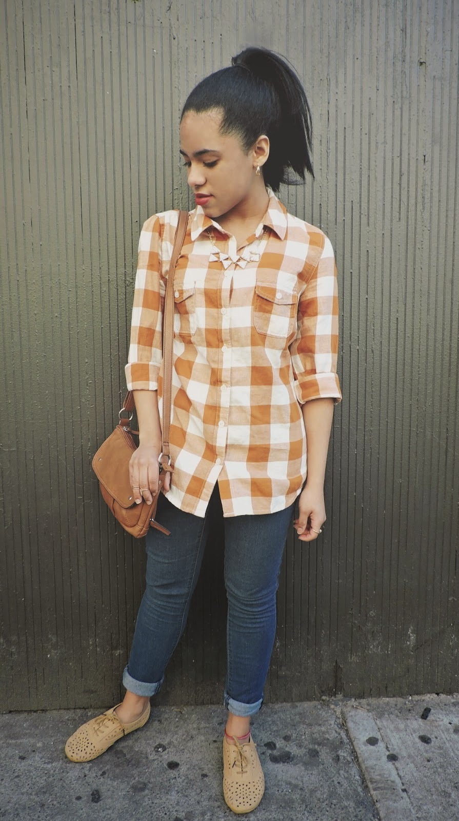 Orange gingham shirt outlet womens