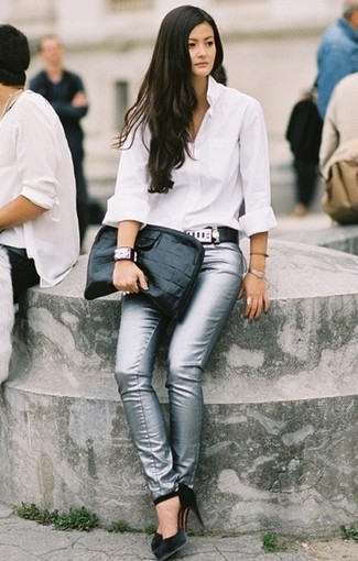White Shirt with Leather Pants Outfits For Women (62 ideas & outfits)
