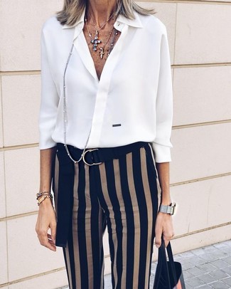 White Chiffon Dress Shirt with Pants Outfits For Women (10 ideas & outfits)