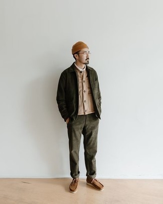 Olive Corduroy Suit Outfits: 