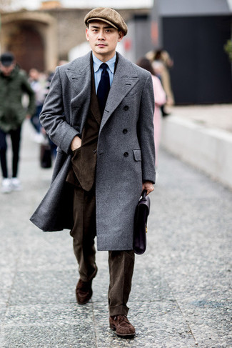 Black Leather Briefcase Winter Outfits: 