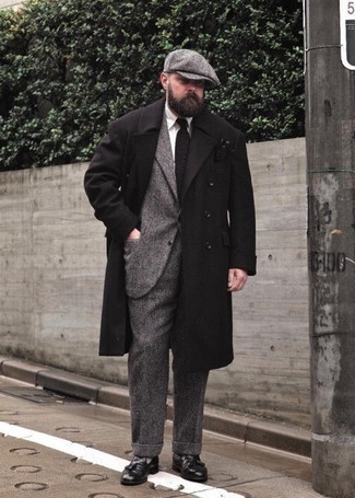 Grey Wool Suit Winter Outfits: 