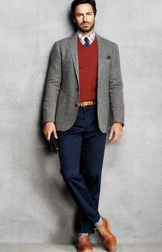Red and Black Sweater Vest Outfits For Men: 