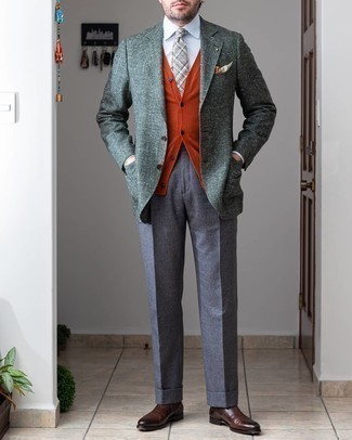 Charcoal Wool Dress Pants Outfits For Men: 