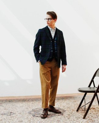 Navy Fair Isle Sweater Vest Outfits For Men: 