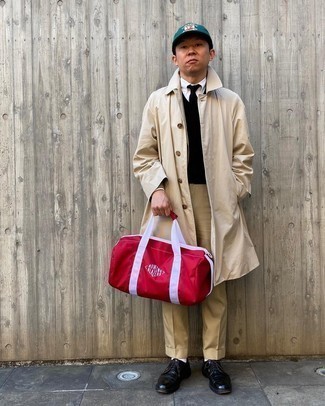 Red Canvas Duffle Bag Outfits For Men: 