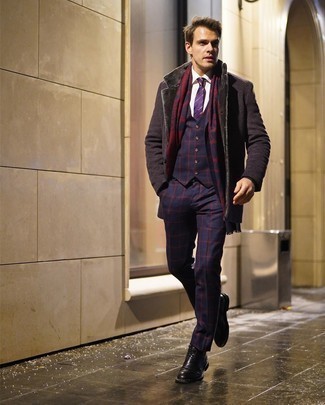 Purple Tie Winter Outfits For Men: 