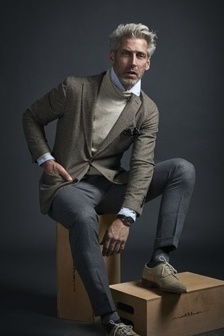 Grey Blazer Outfits For Men: 