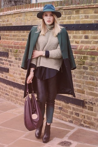 Dark Green Wool Hat Outfits For Women: 