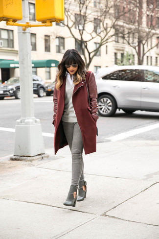 Charcoal Leather Ankle Boots Outfits: 