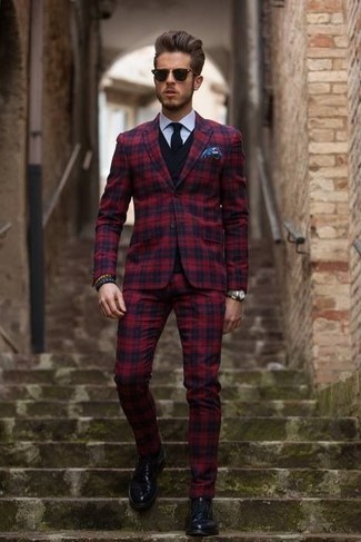 Red Plaid Suit Outfits: 