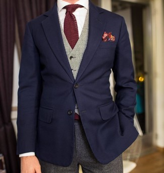 Red Print Pocket Square Outfits: 