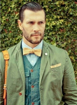 Tan Bow-tie Outfits For Men: 