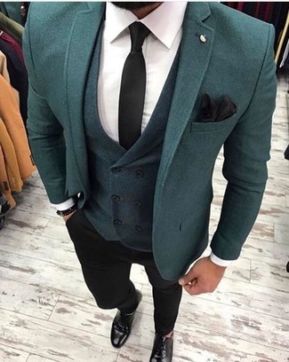 Teal Waistcoat Outfits: 
