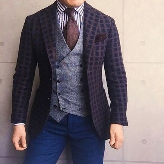 Brown Paisley Tie Outfits For Men: 