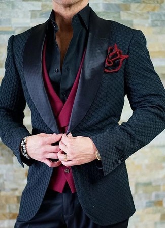 Black Satin Blazer Outfits For Men: 
