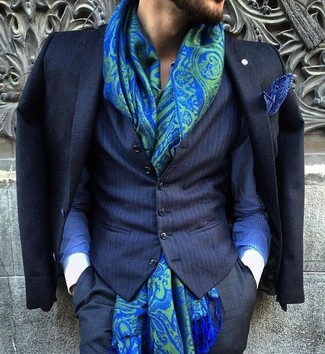 Teal Scarf Outfits For Men: 