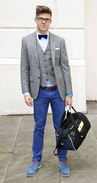 Blue Suede Derby Shoes Outfits: 