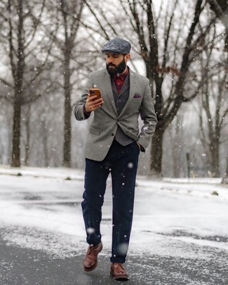 Charcoal Flat Cap Outfits For Men: 