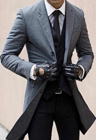 Brown Leather Gloves Outfits For Men: 