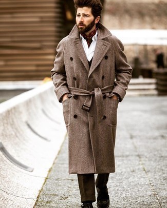 Dark Brown Waistcoat Cold Weather Outfits: 