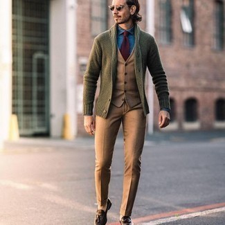 Waistcoat with Tassel Loafers Outfits After 40: 