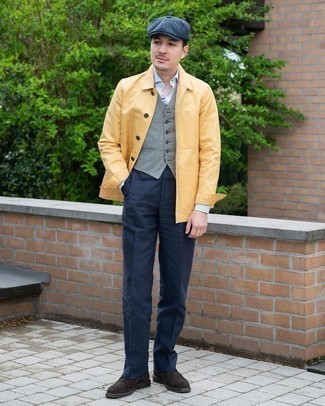 Yellow Shirt Jacket Outfits For Men: 