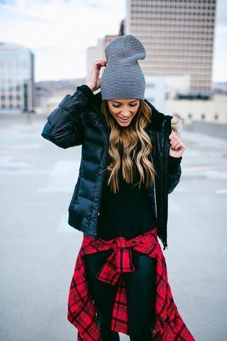 Black Zip Sweater Cold Weather Outfits For Women: 