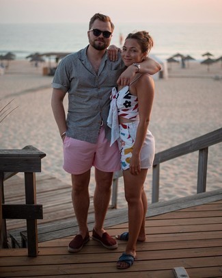 Hot Pink Swim Shorts Outfits: 