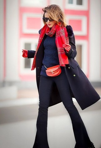 Red Plaid Scarf Outfits For Women: 