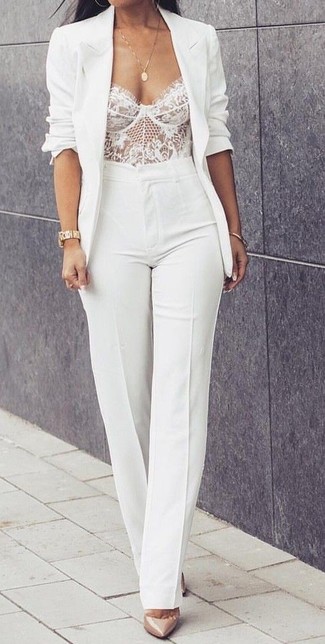 White Lace Bustier Top Outfits: 
