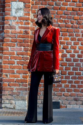 Red Velvet Blazer Outfits For Women: 