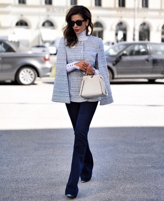 Blue Leather Pumps Outfits: 