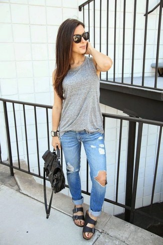 Charcoal Tank Outfits For Women: 