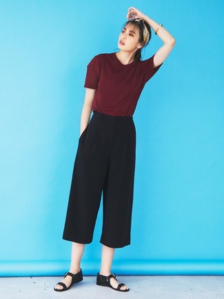 Black Culottes Outfits: 