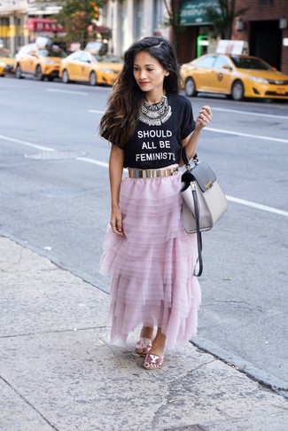 Hot Pink Maxi Skirt Outfits: 
